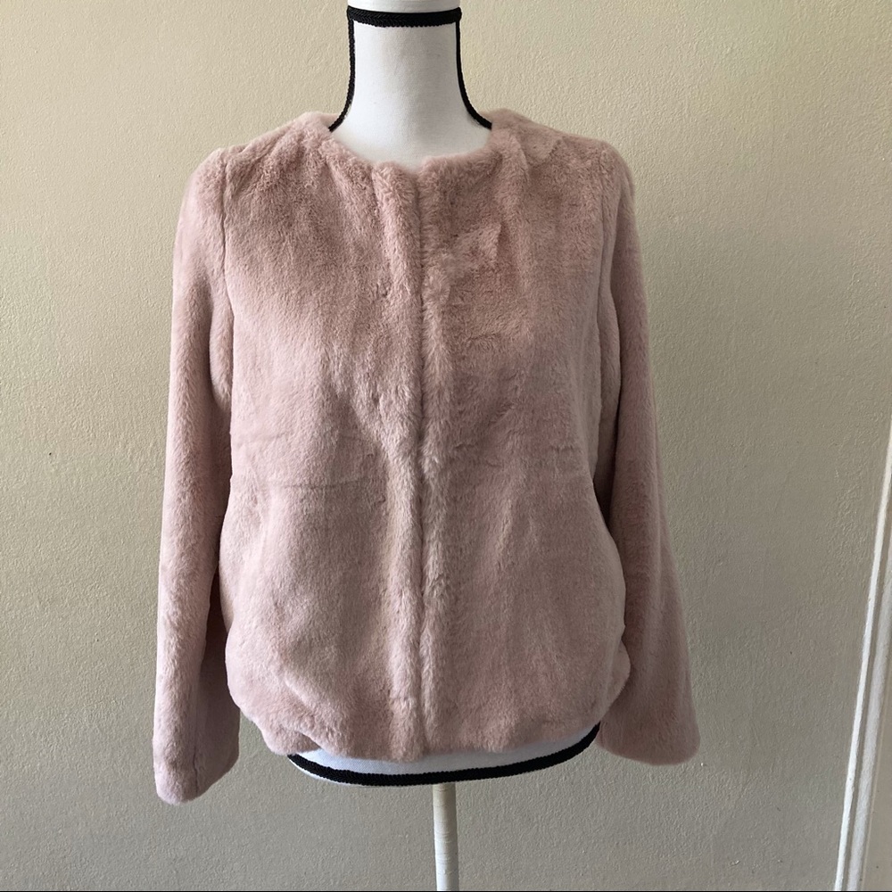 H&M Divided Pink Faux Fur Jacket Size Small